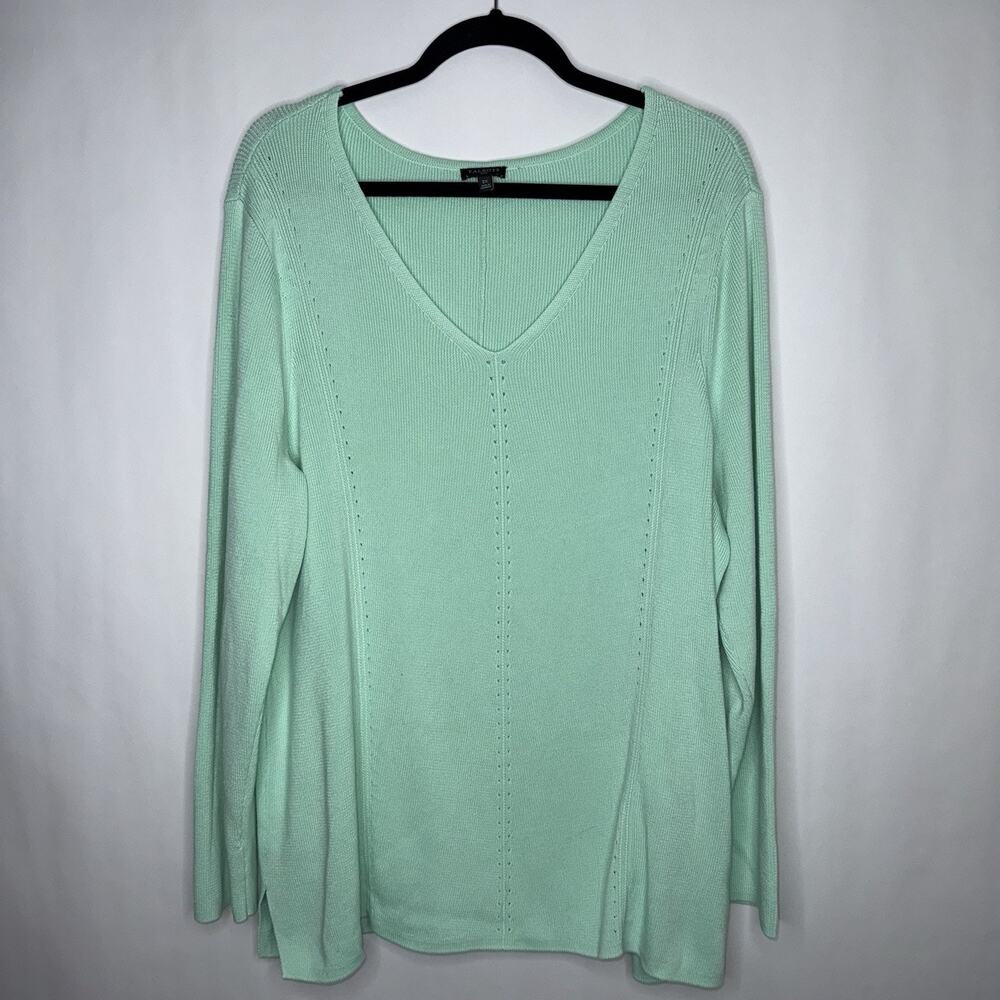 Talbots Women’s V Neck Pullover Knit Sweater Mint Green Size 2X
